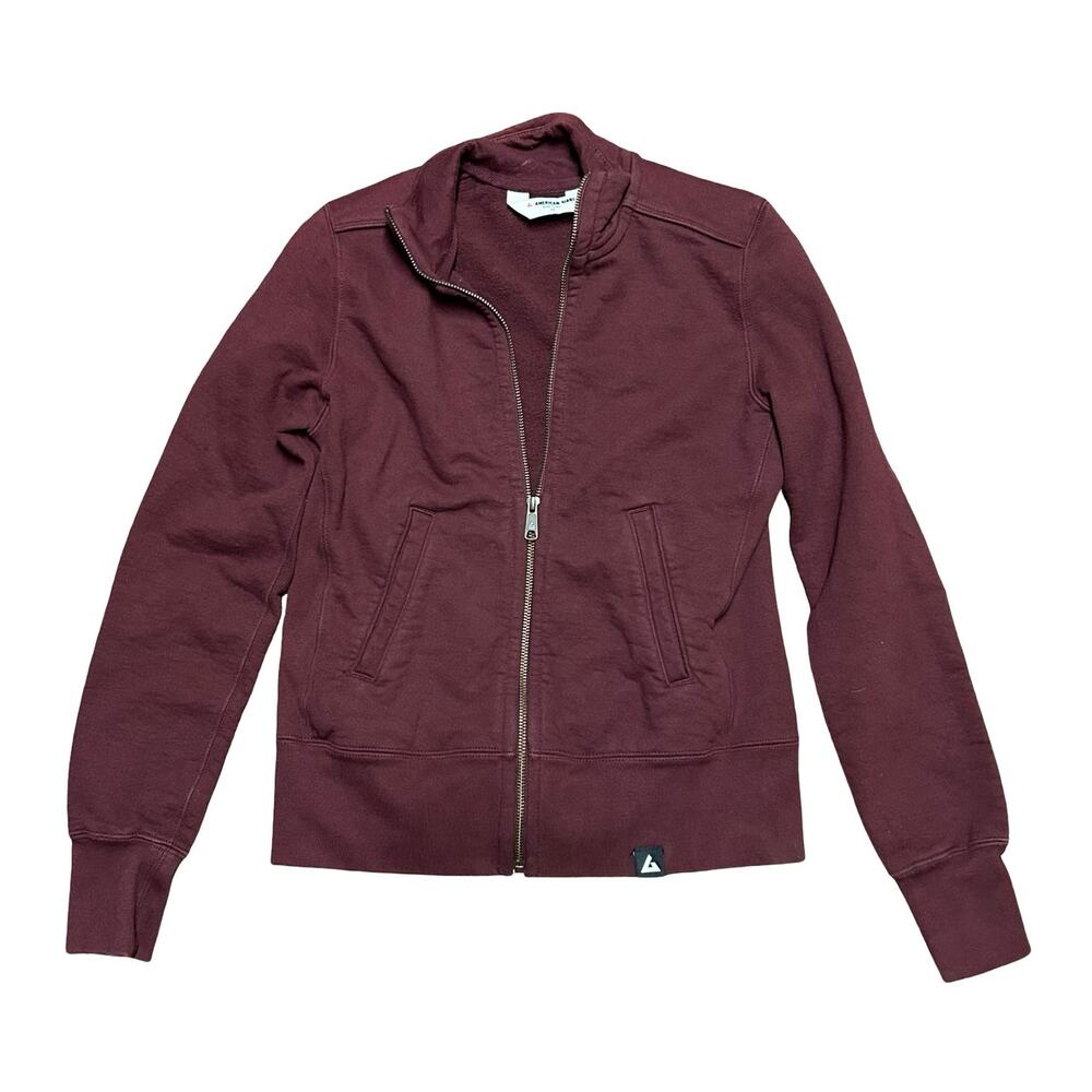 American Giant Moto Full Zip Sweatshirt Womens XS Black Amber Burgundy Durable